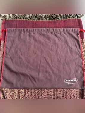 COACH Brown Drawstring Shoe Purse Dust Cover Bag 15”x19”